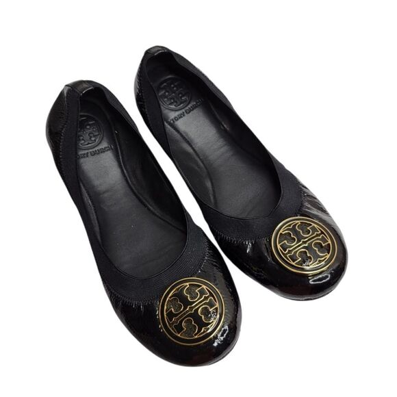 Tory Burch black patent flat 6.5M - Picture 1 of 14